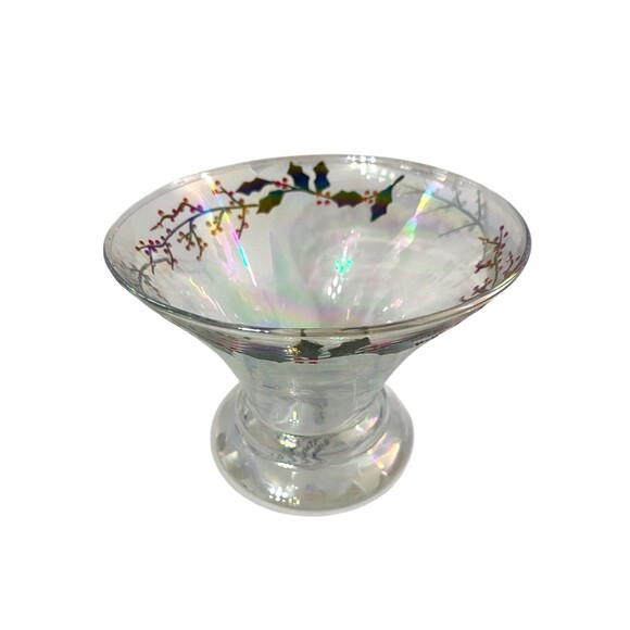 Bath & Body Works Christmas Holly Iridescent Glass Hurricane Candle Holder - Picture 2 of 8
